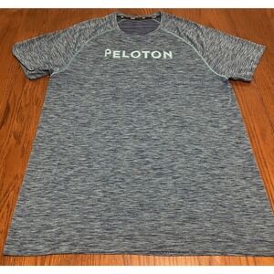 Rhone X Peloton Shirt Mens Large Blue Cycling Performance Training Athletic Tee‎